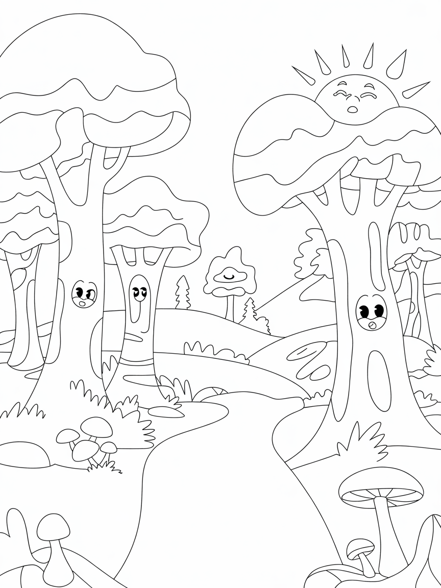 Enchanted Forest - Free Coloring Page