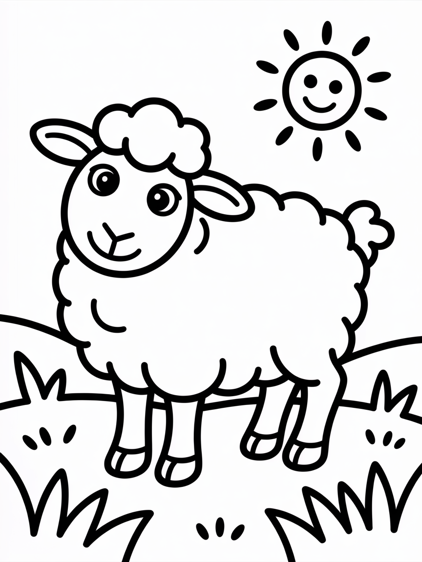 a sheep - Free Coloring Page