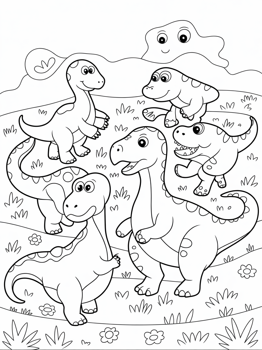 Dinosaurs - Free Coloring Page