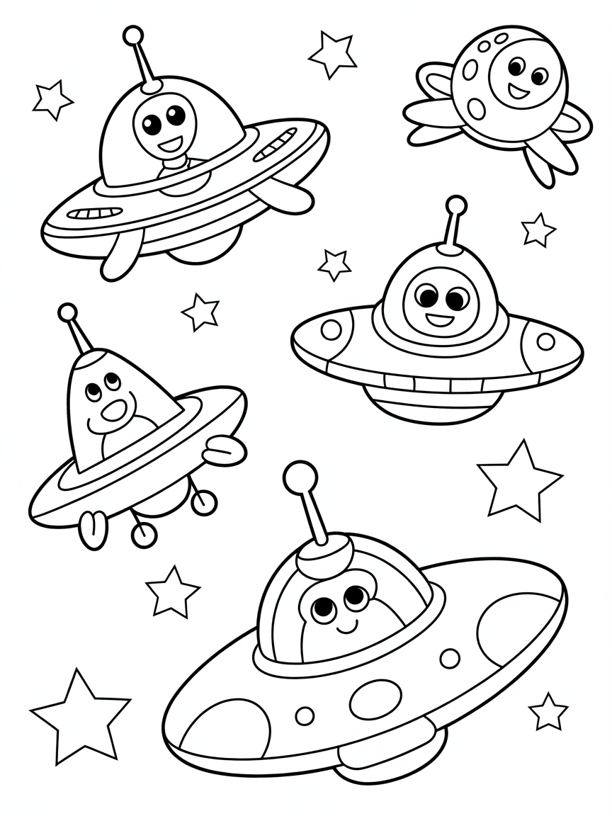 Alien ships - Free Coloring Page