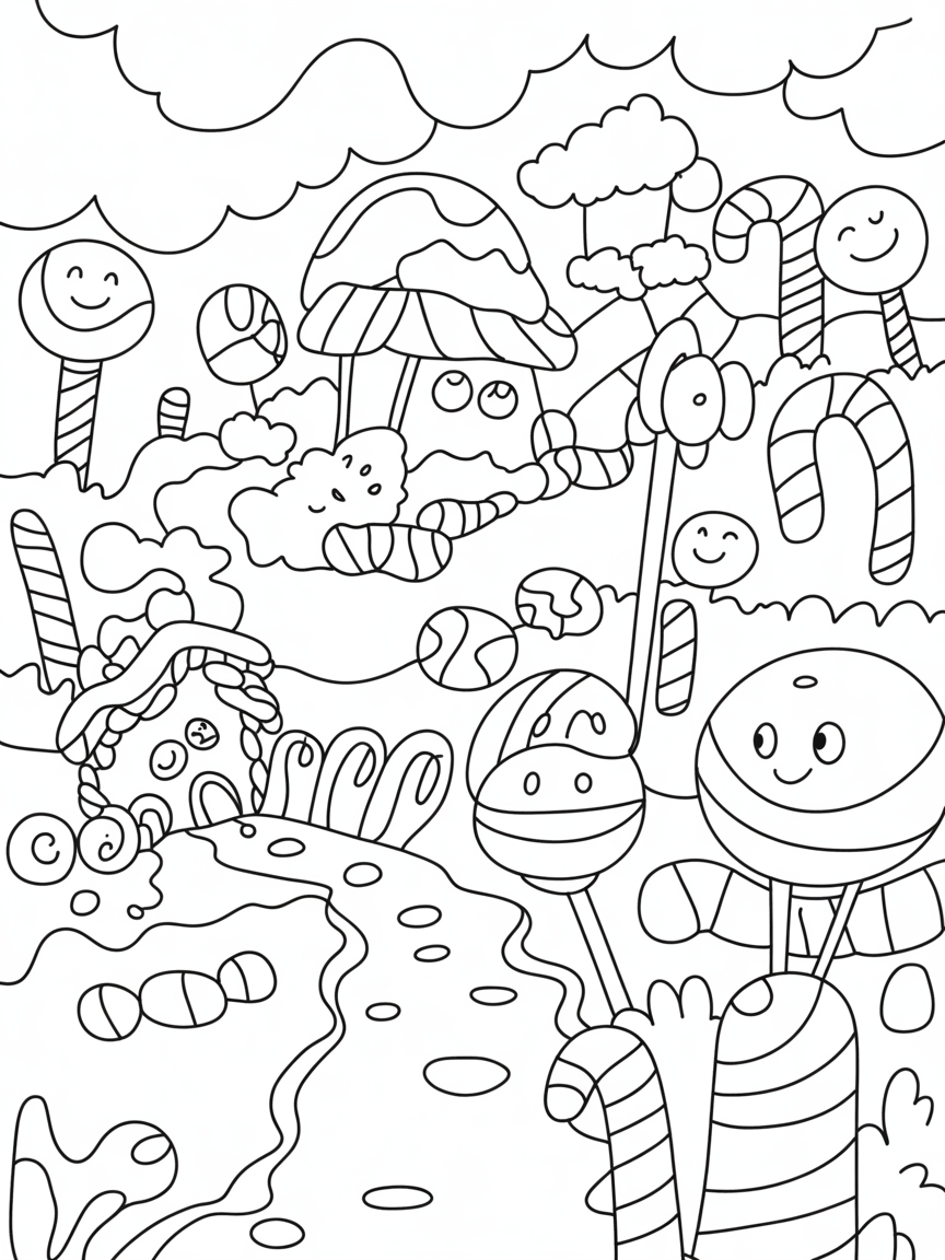 Brainrot fun candy world - Free Coloring Page