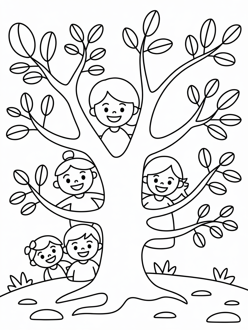 A family tree - Free Coloring Page