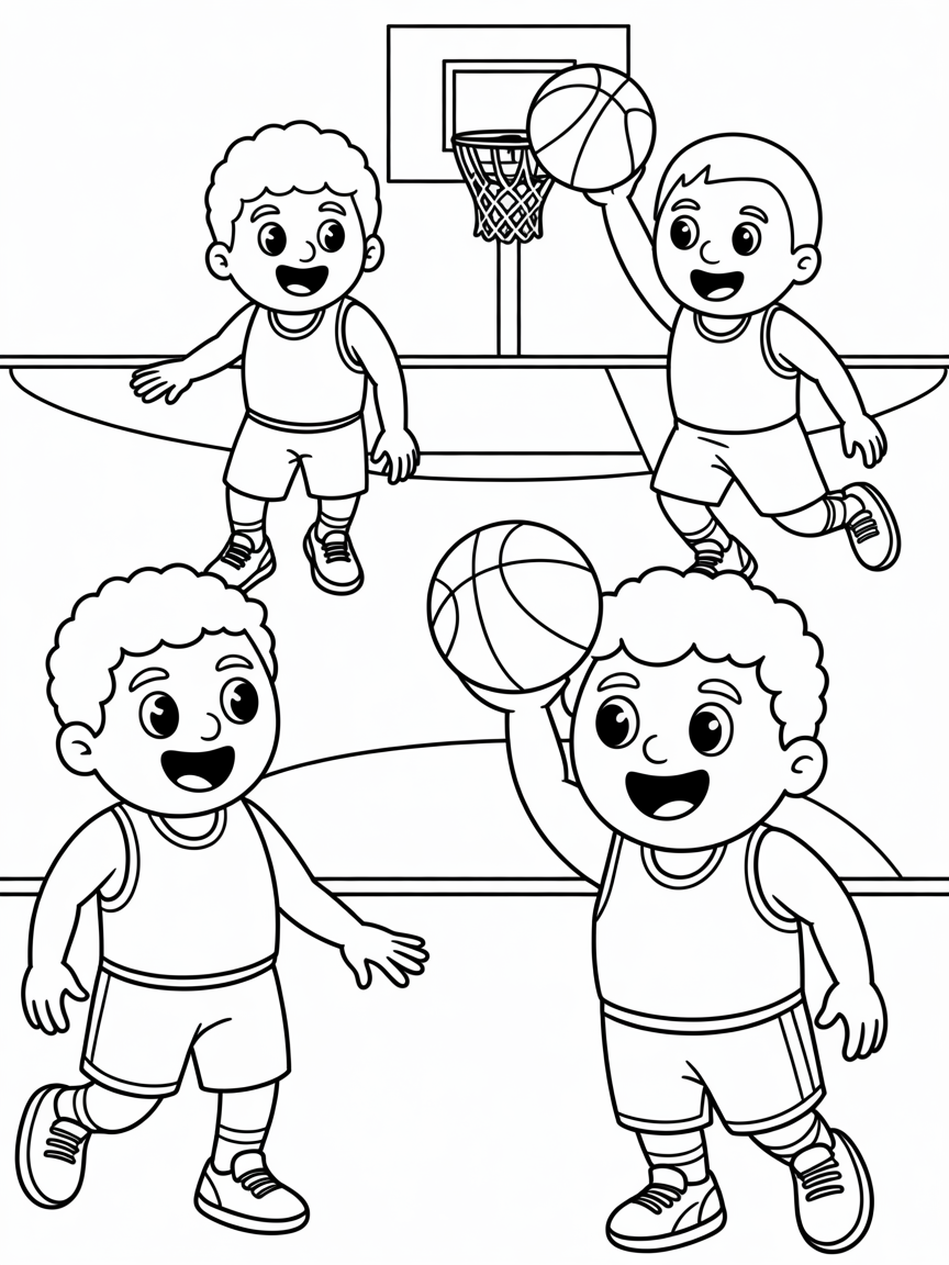 basketball players - Free Coloring Page