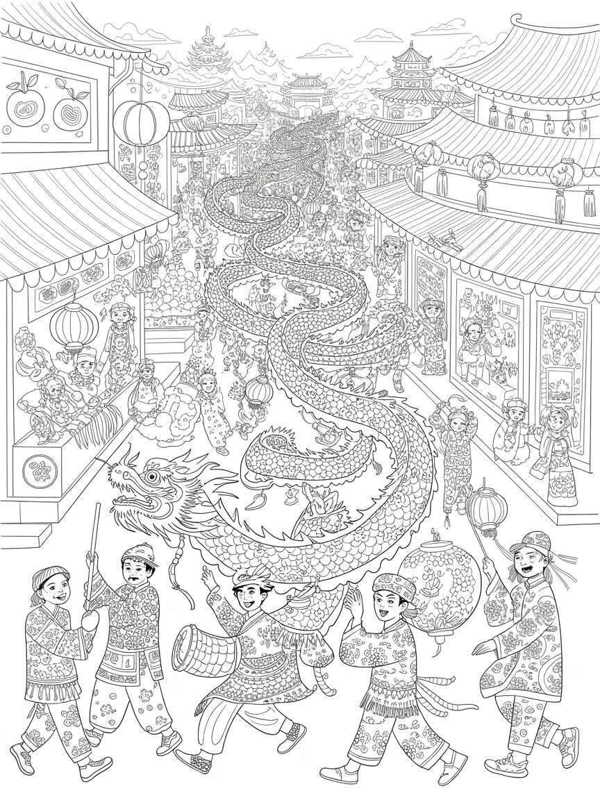 chinese new year - Free Coloring Page