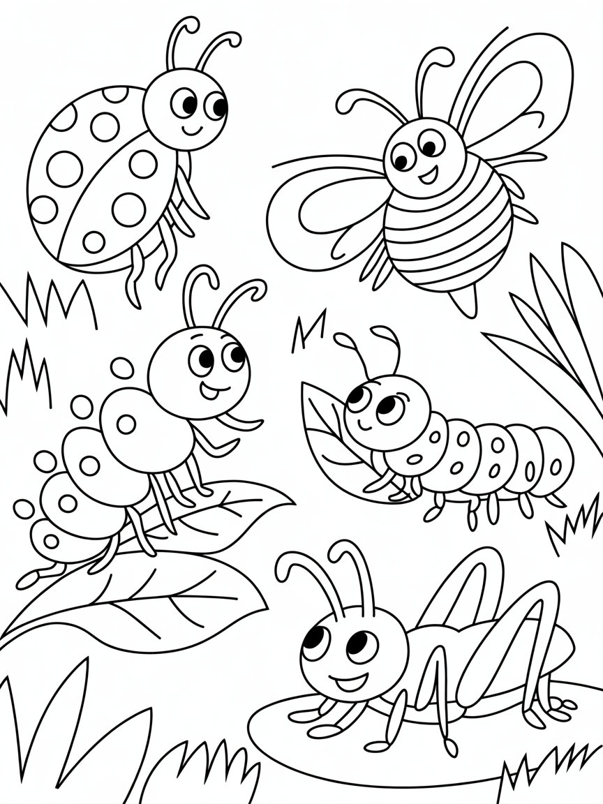 Insect garden - Free Coloring Page