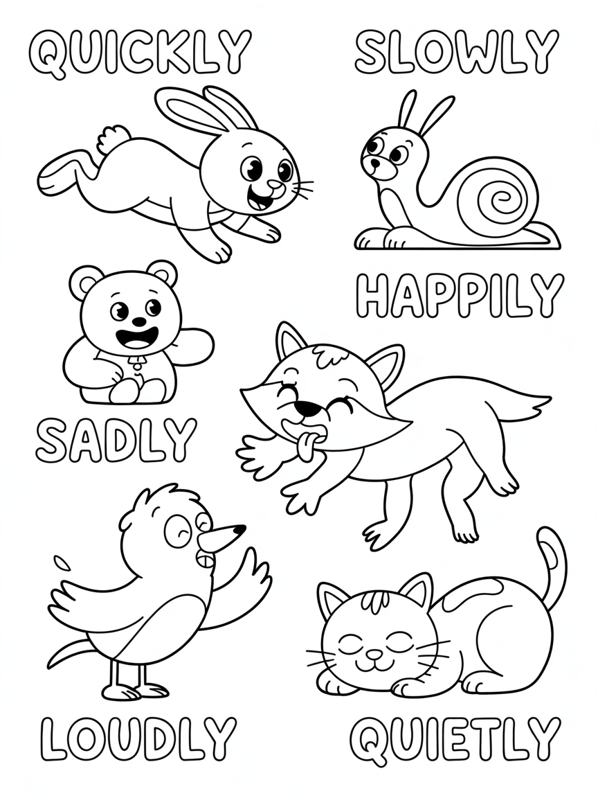 adverbs - Free Coloring Page