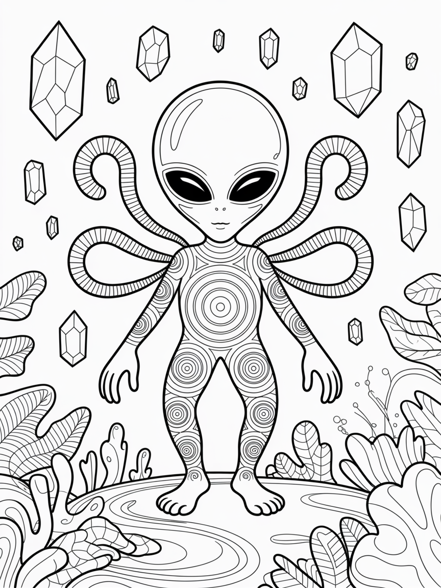 alien antistress - Free Coloring Page