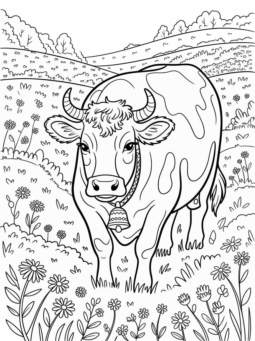 Cow - Free Coloring Page