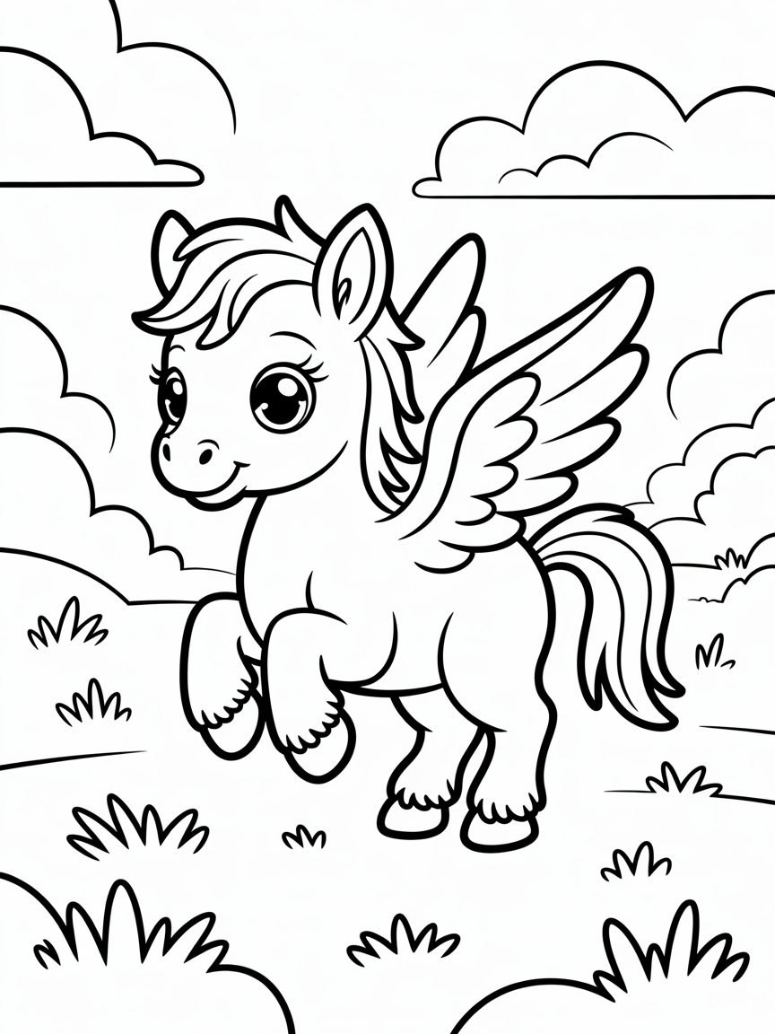 Baby Pegasus - Free Coloring Page