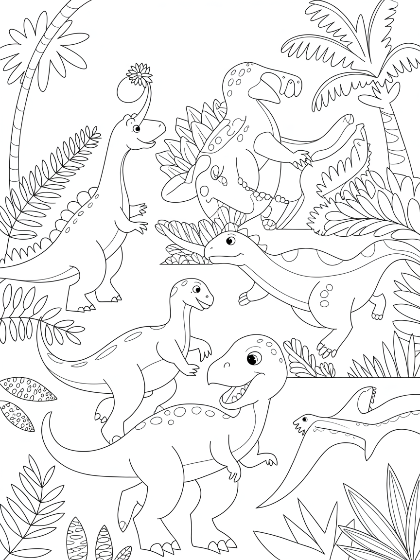 I want to create a colouringpage for dinosaurs for 7 year olds - Free Coloring Page