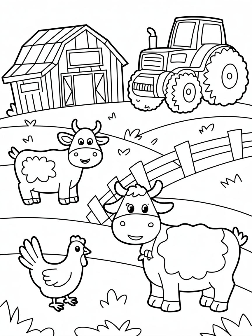 FARM FOR CHILDREN - Free Coloring Page