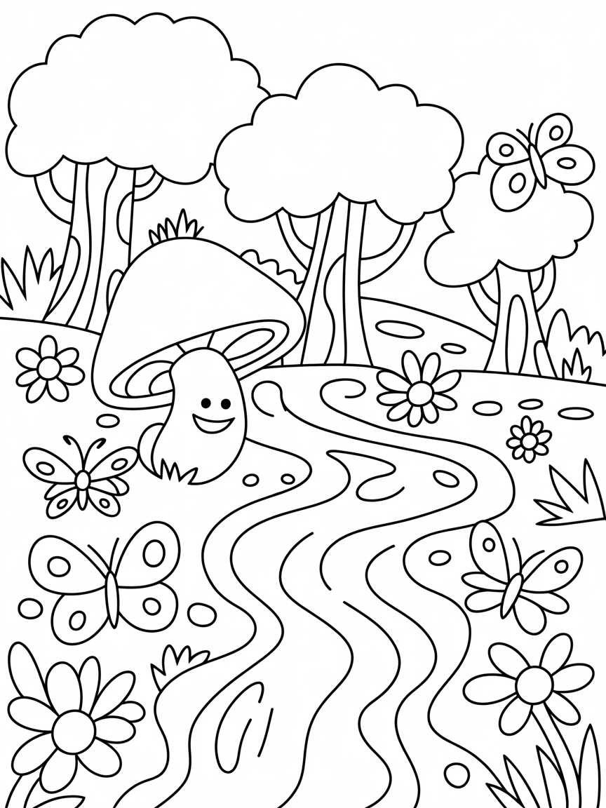 Fairy forest - Free Coloring Page