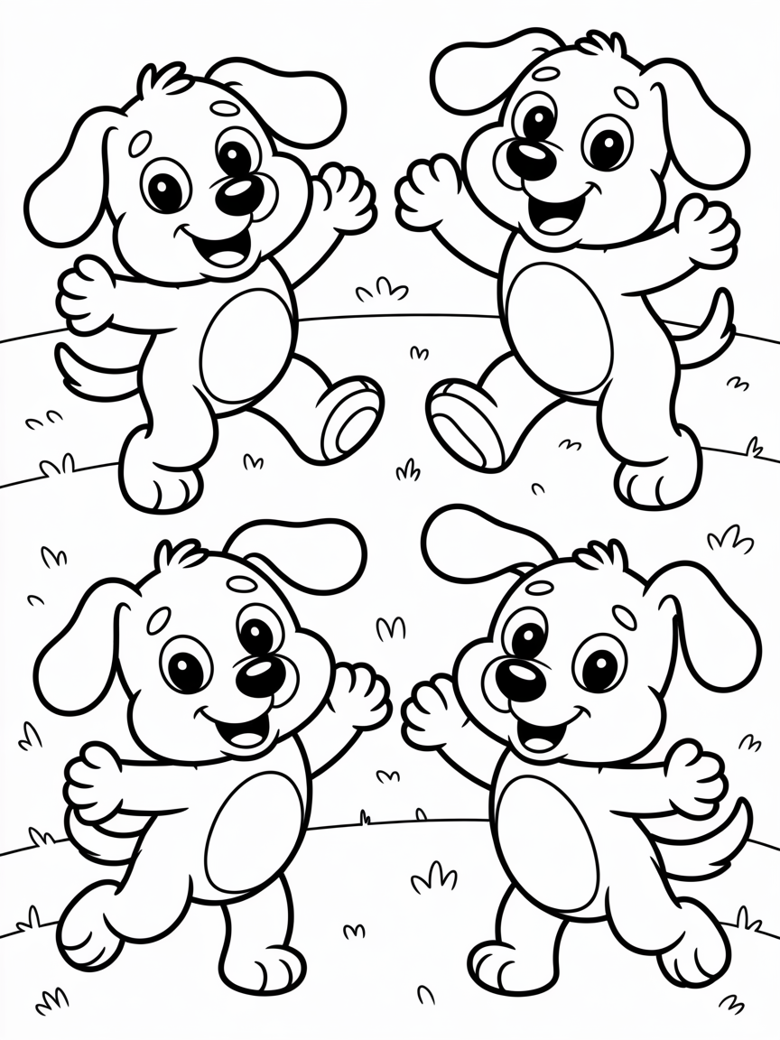 Dogs dancing - Free Coloring Page