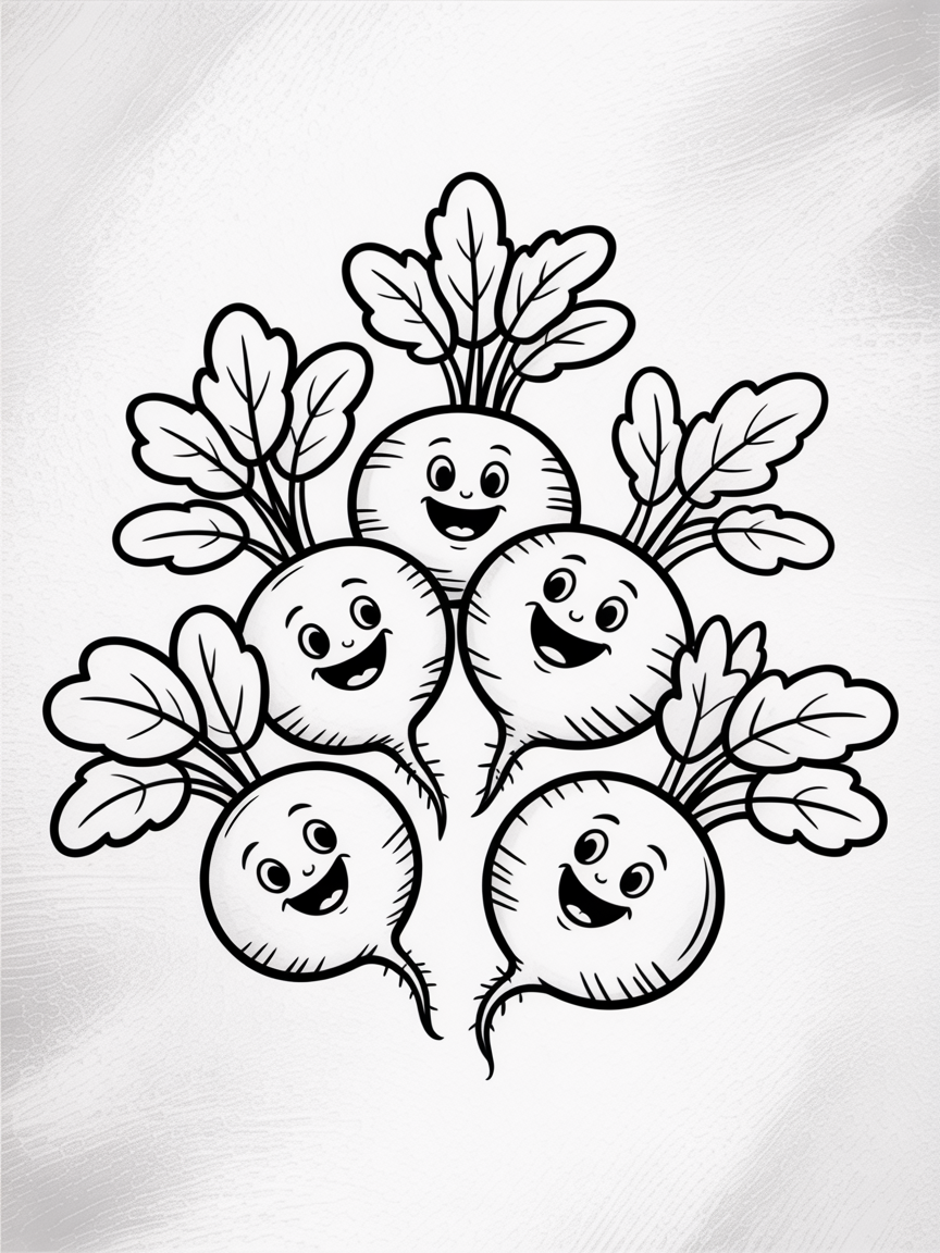 Radishes - Free Coloring Page