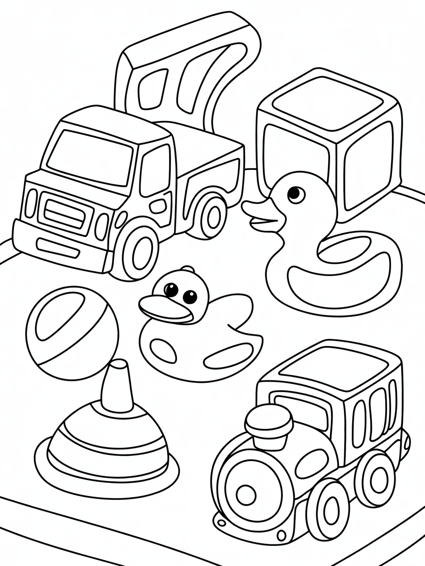 Small plastic toys - Free Coloring Page