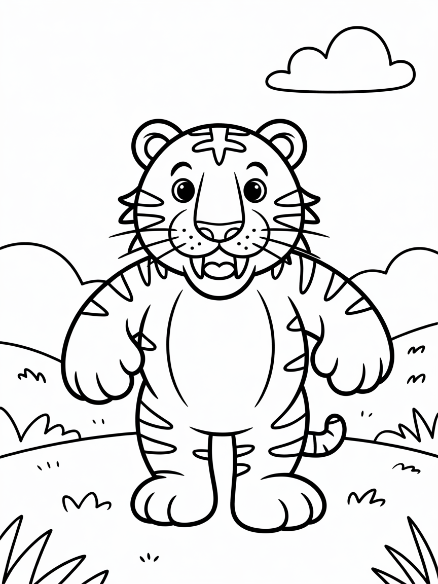 Saber toothed tiger - Free Coloring Page