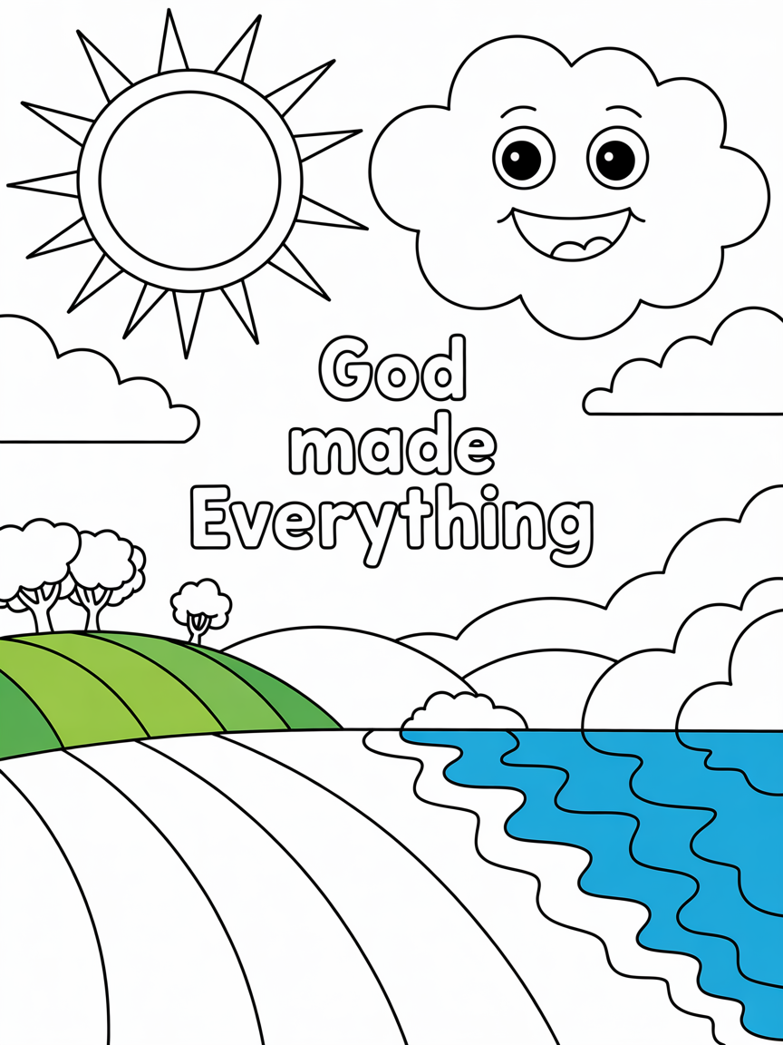God made everything - Free Coloring Page