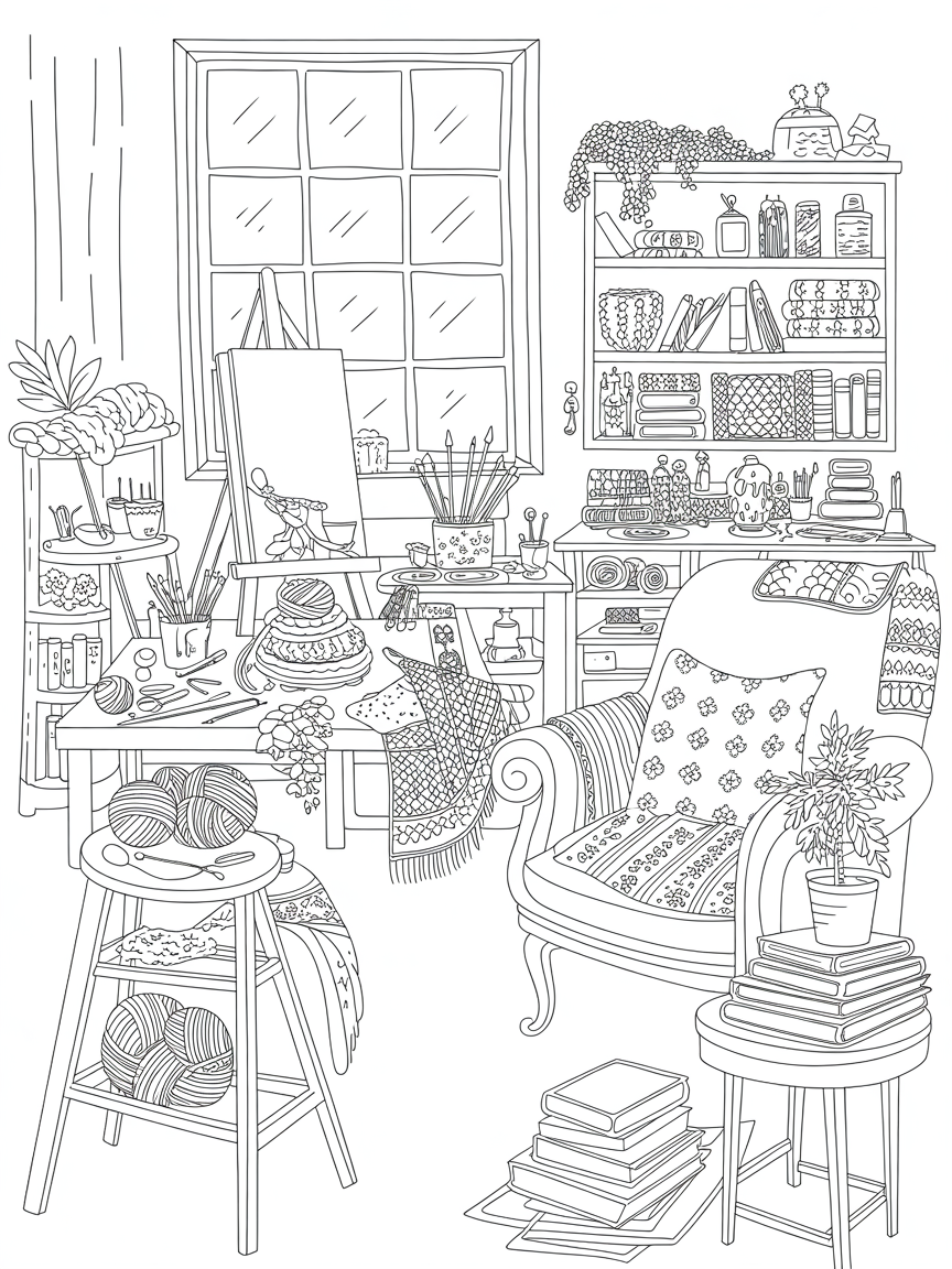 Hobby room - Free Coloring Page