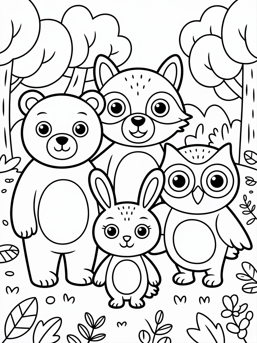 Forest Animals - Free Coloring Page