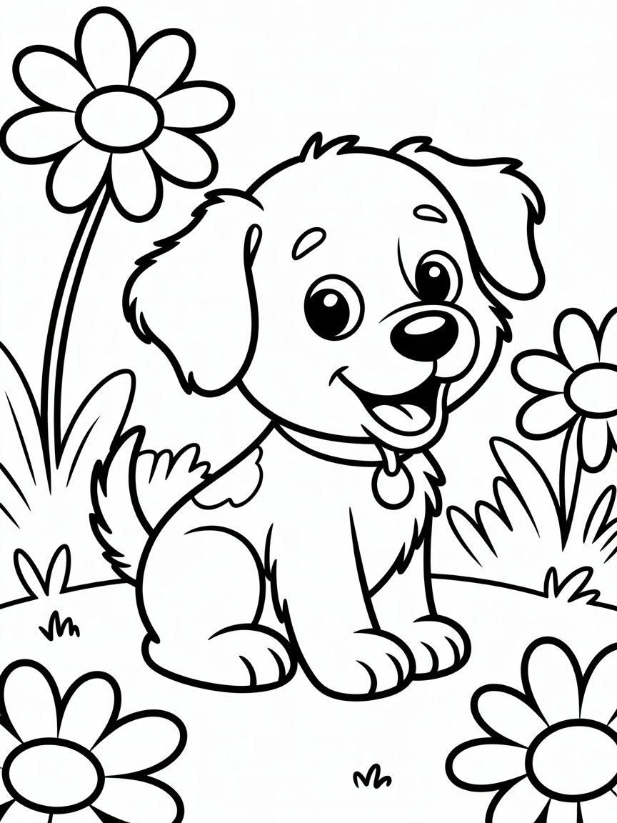 Cute dog - Free Coloring Page