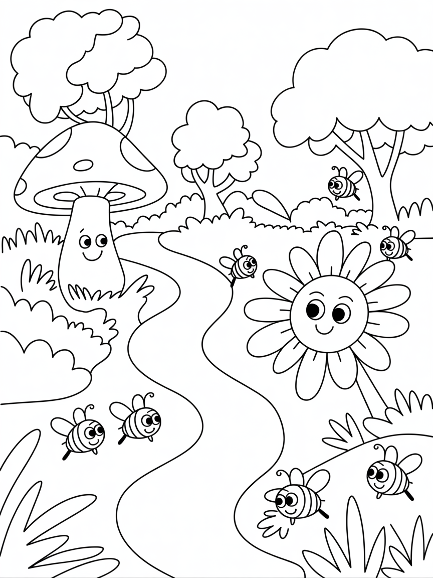 Magical woodlands - Free Coloring Page