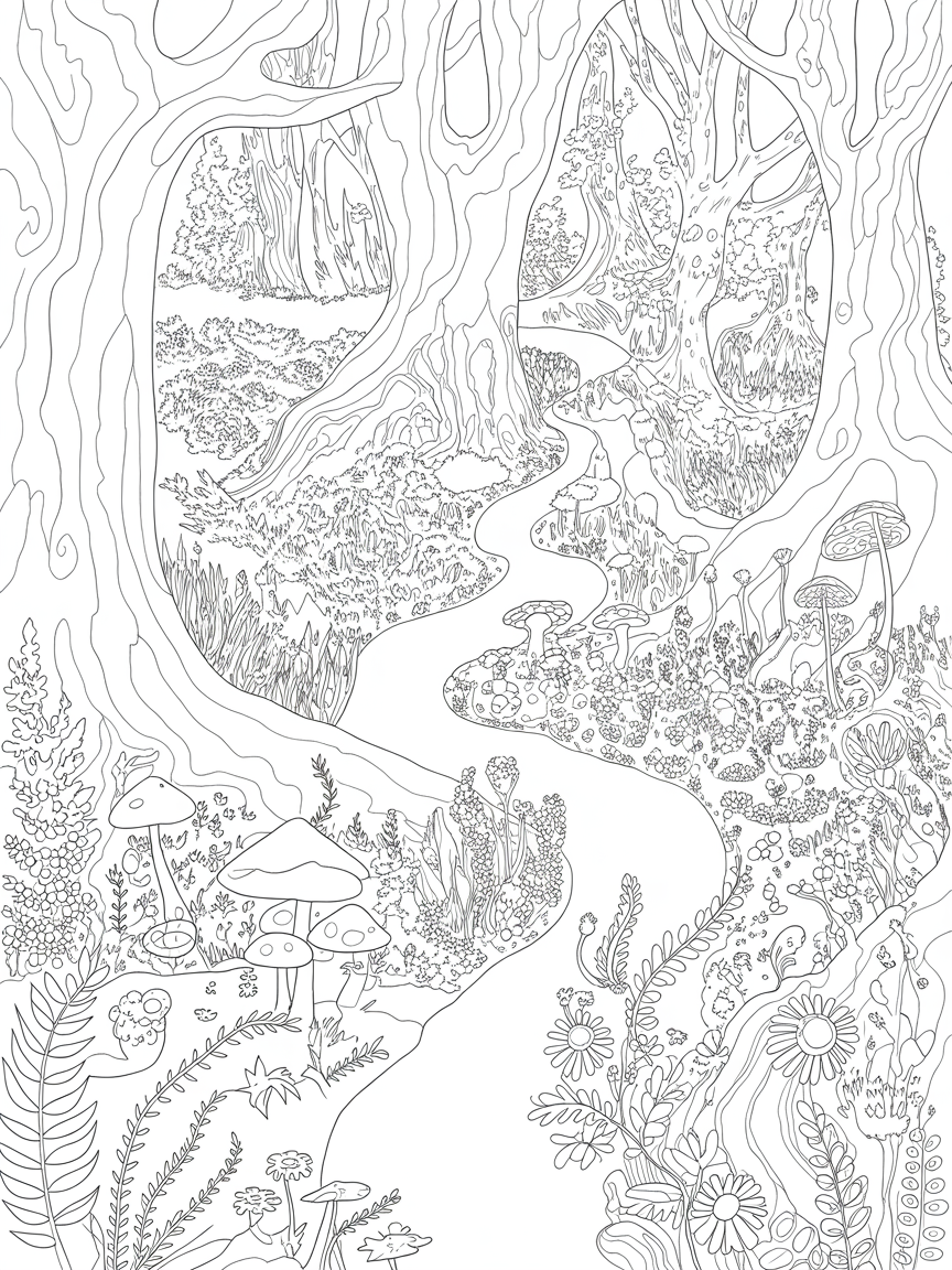 Magical woodlands - Free Coloring Page