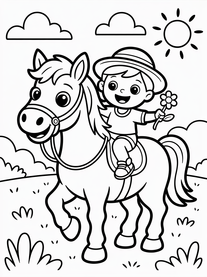 Horse riding - Free Coloring Page