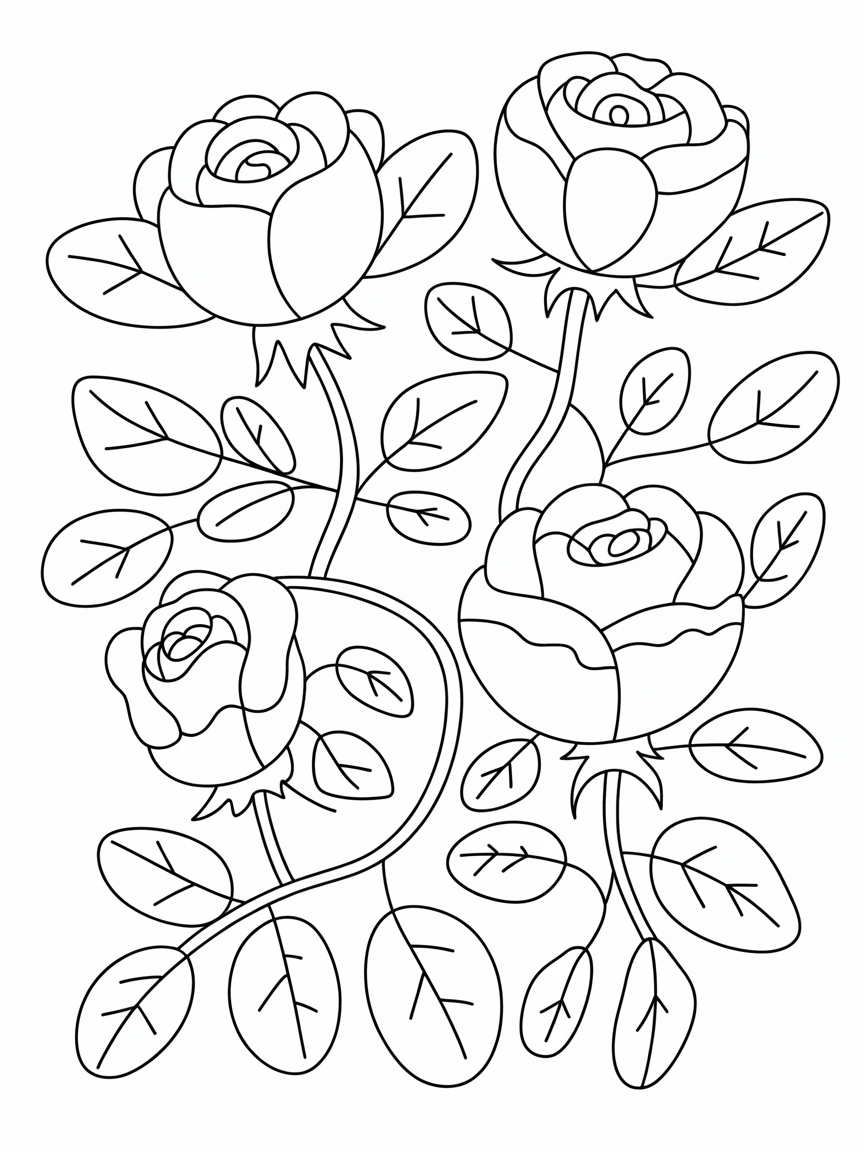Autumn fairy roses - Free Coloring Page