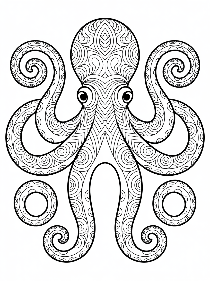 Mandala art octopus - Free Coloring Page