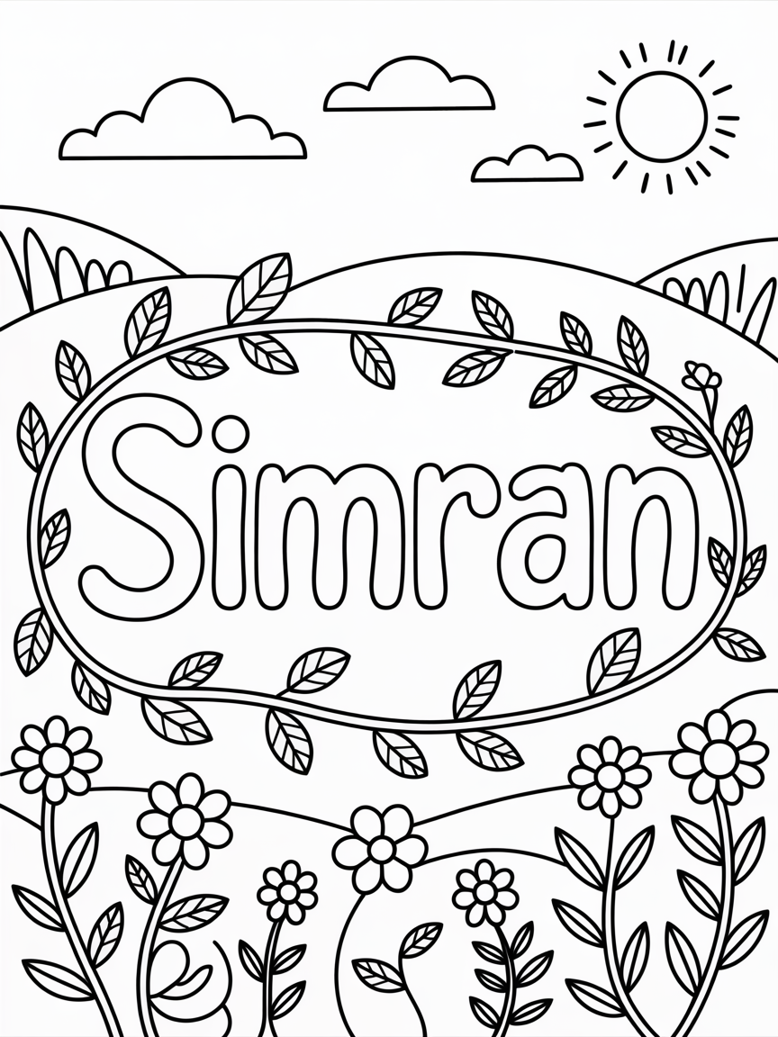 Simran lettered - Free Coloring Page