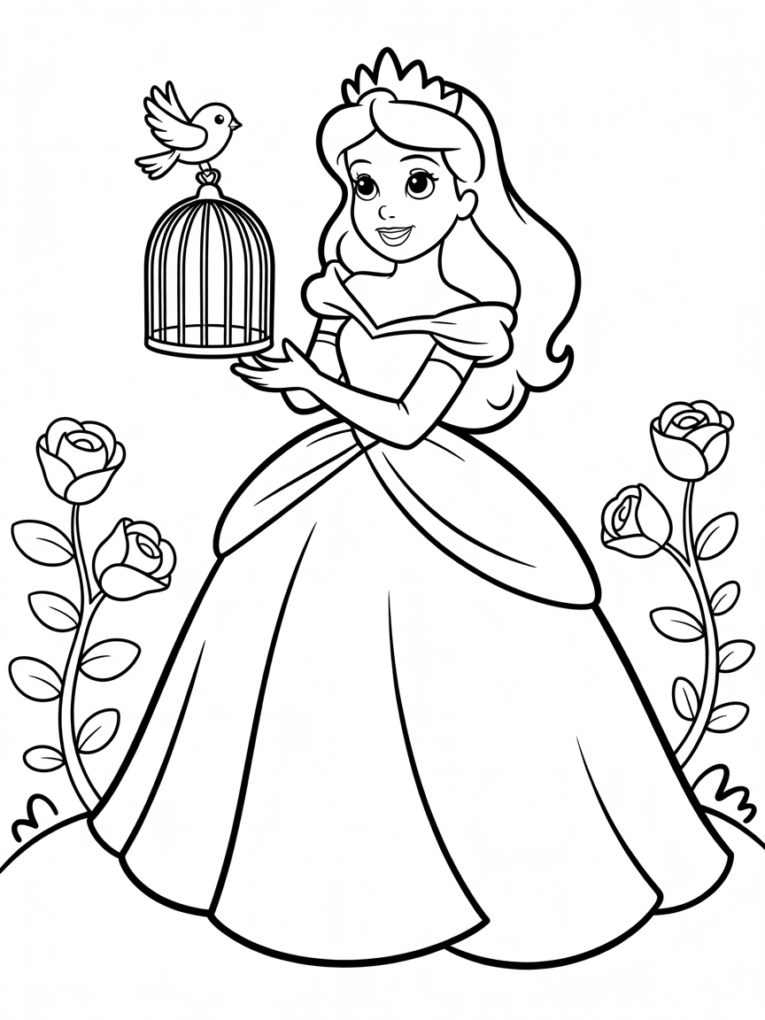 An aesthetic disney princess - Free Coloring Page