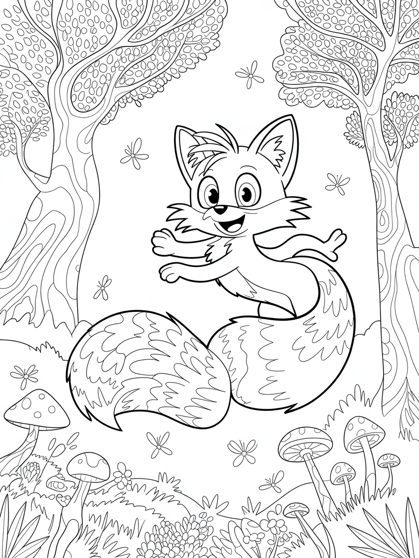 Tails the fox - Free Coloring Page