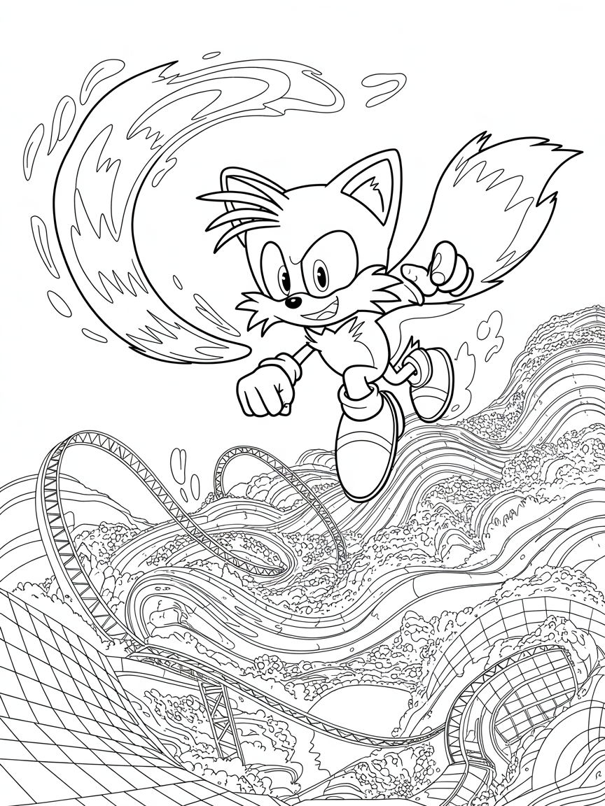 Tails the fox sonic - Free Coloring Page