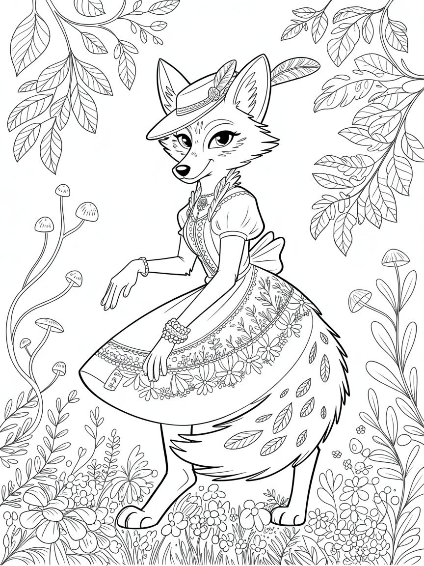 Saffron the female mobian coyote - Free Coloring Page