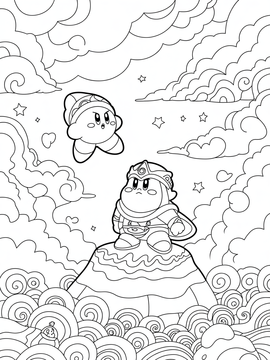 Kirby and king dedede - Free Coloring Page