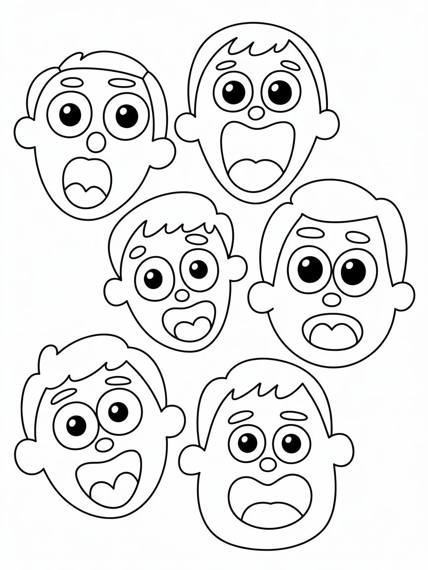 funny faces - Free Coloring Page