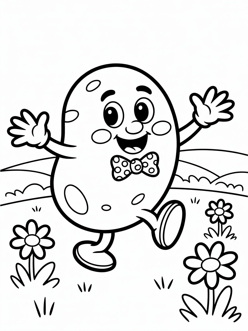 Dancing potato - Free Coloring Page