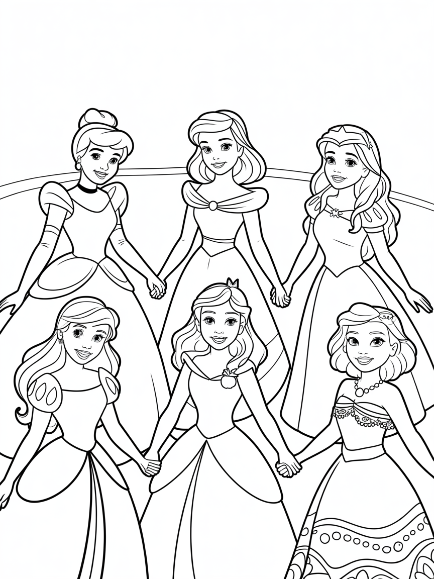 disney princesses - Free Coloring Page