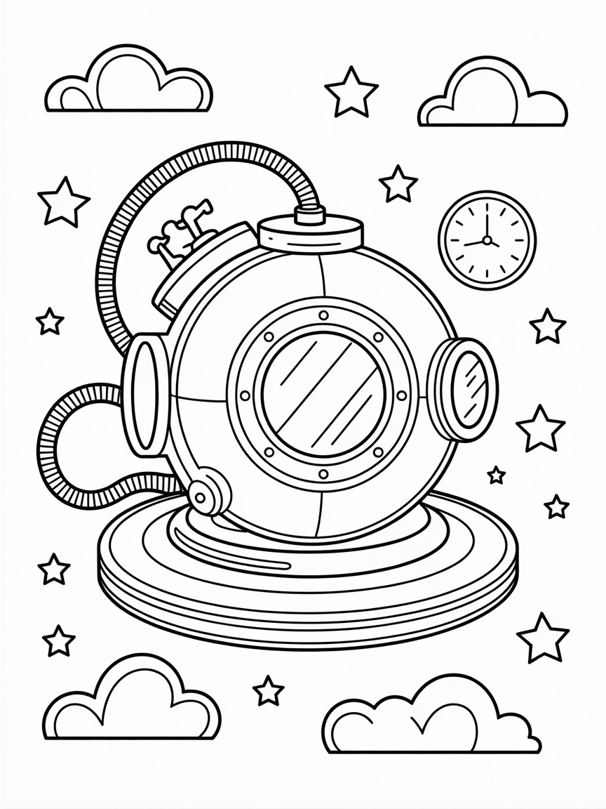Time machine - Free Coloring Page