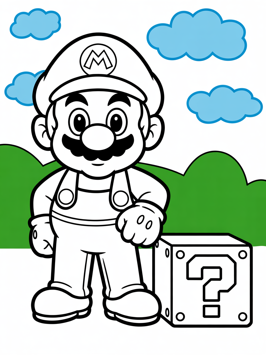 Super Mario - Free Coloring Page