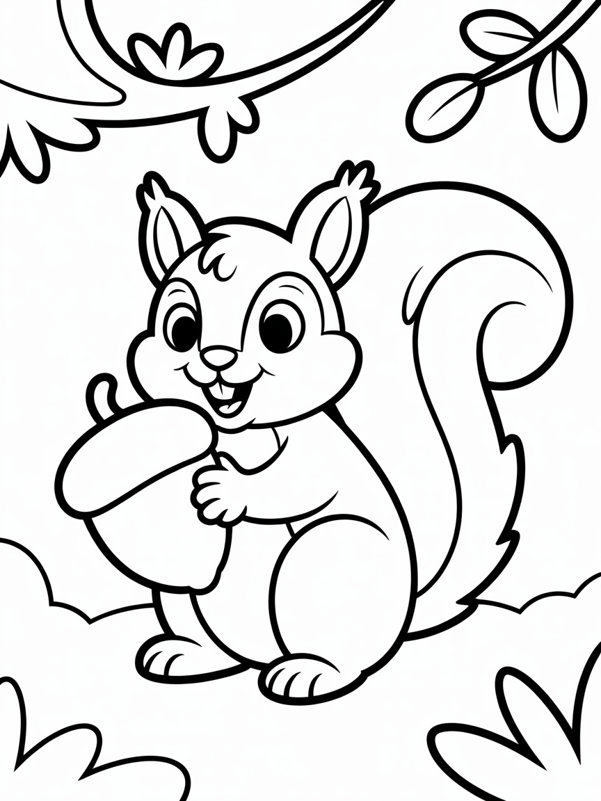 Squirrel - Free Coloring Page