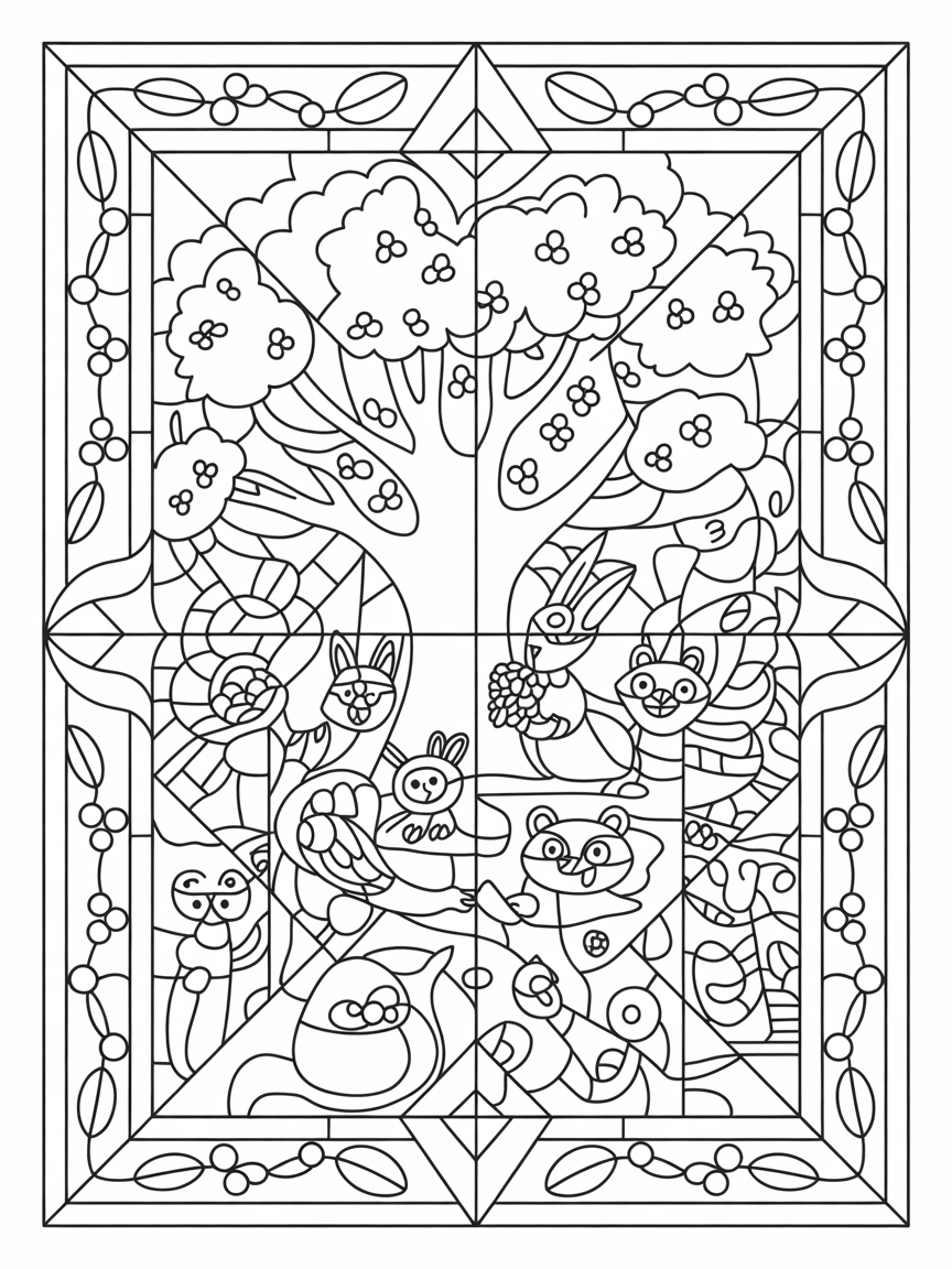 Stained glass window - Free Coloring Page