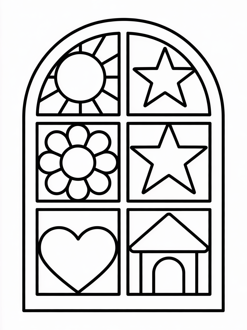 Arches Stained glass window - Free Coloring Page