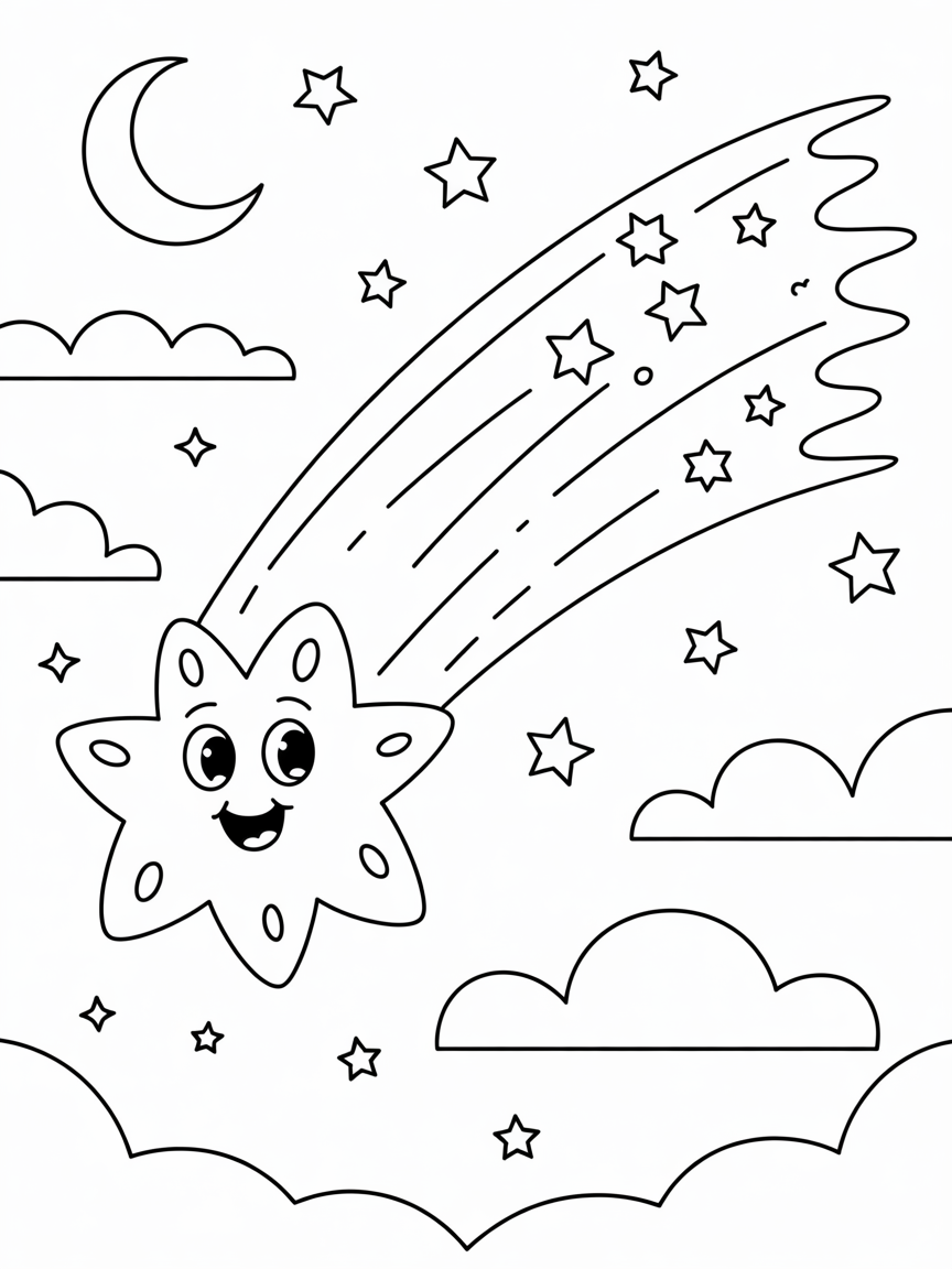 Shooting star - Free Coloring Page
