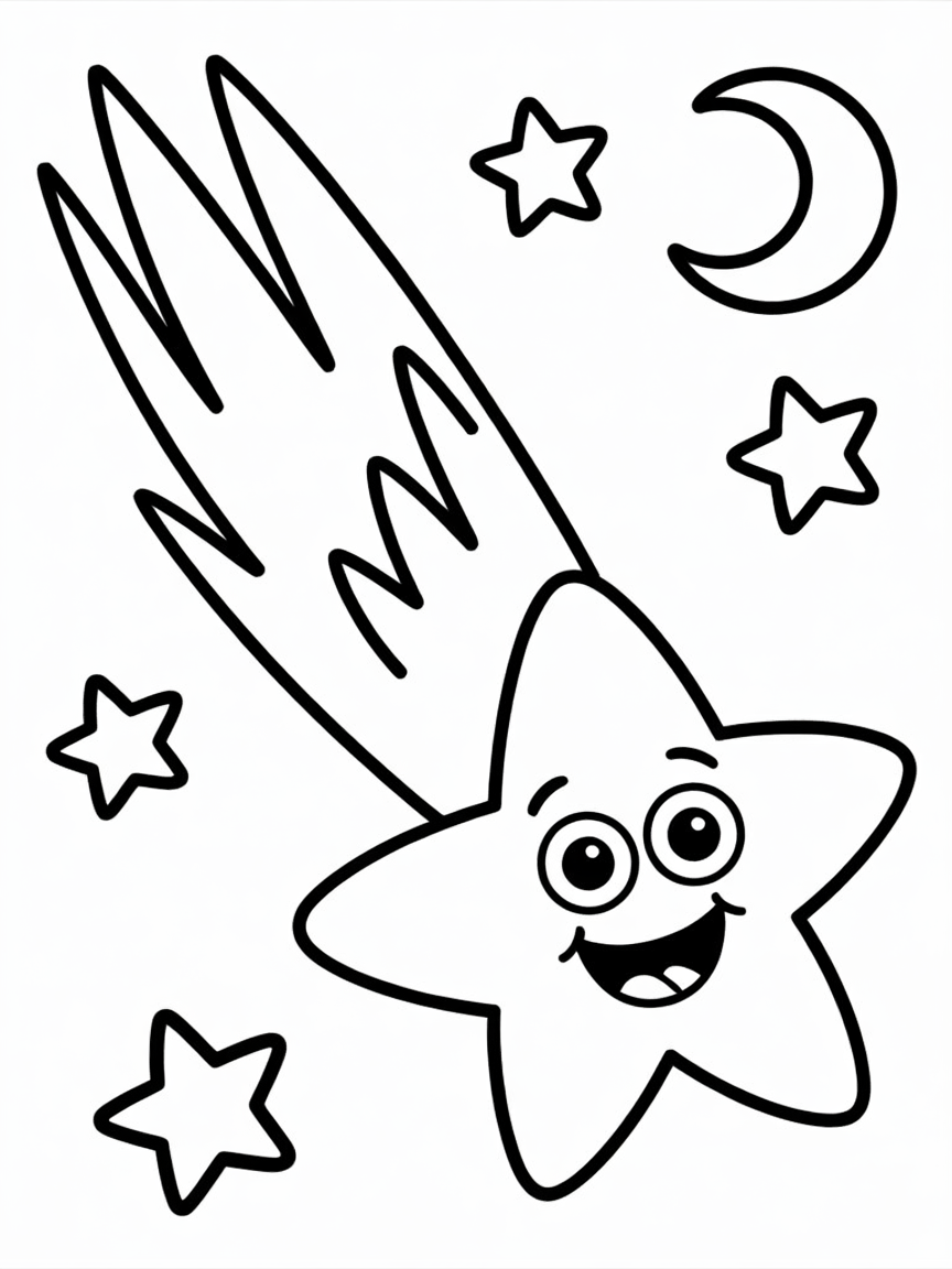 Shooting star - Free Coloring Page