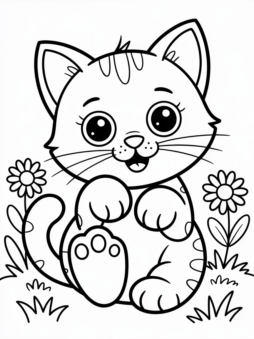Sweet cat - Free Coloring Page