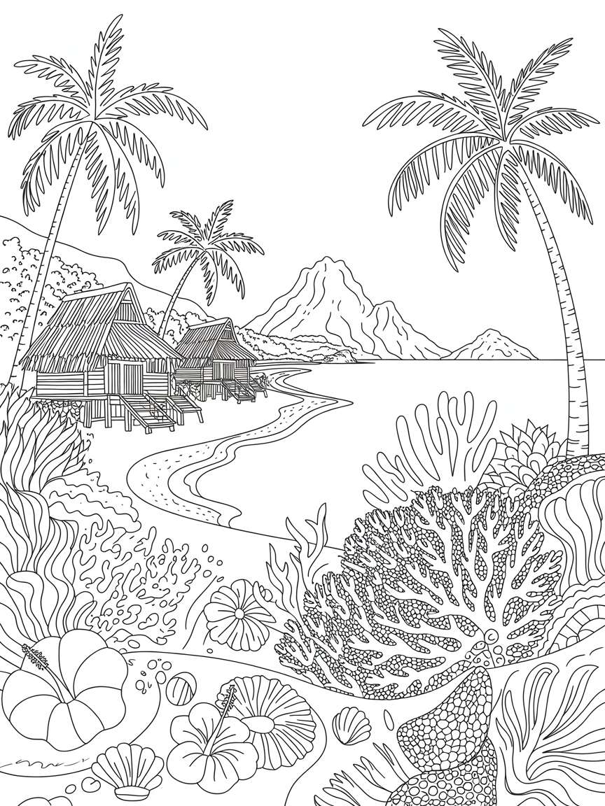 fiji islands - Free Coloring Page