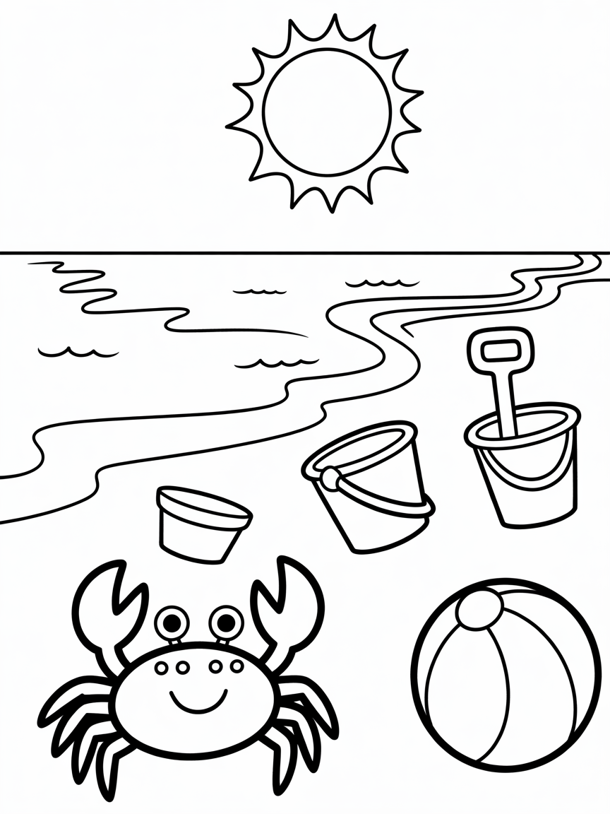 Beach - Free Coloring Page