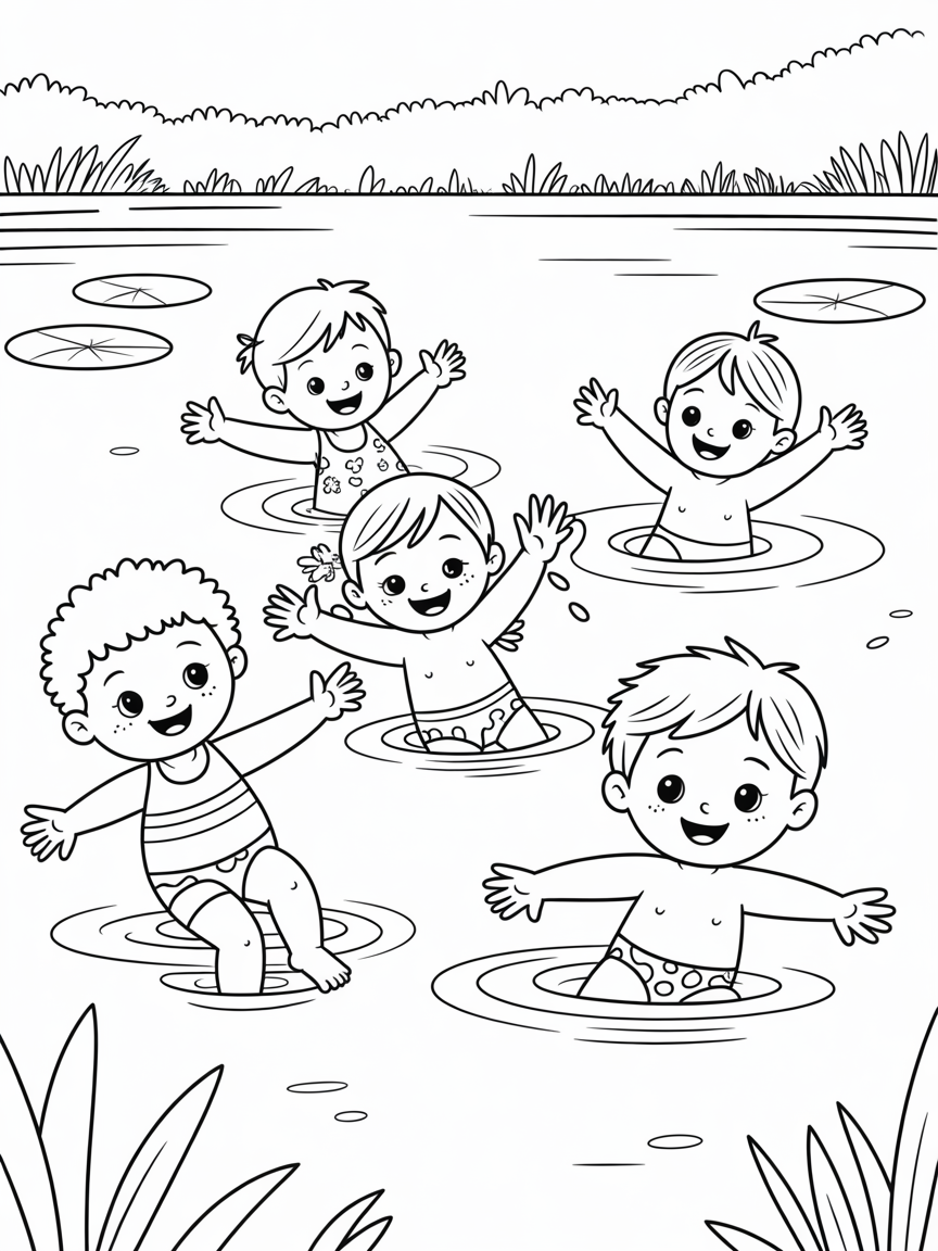 Wild swimming - Free Coloring Page