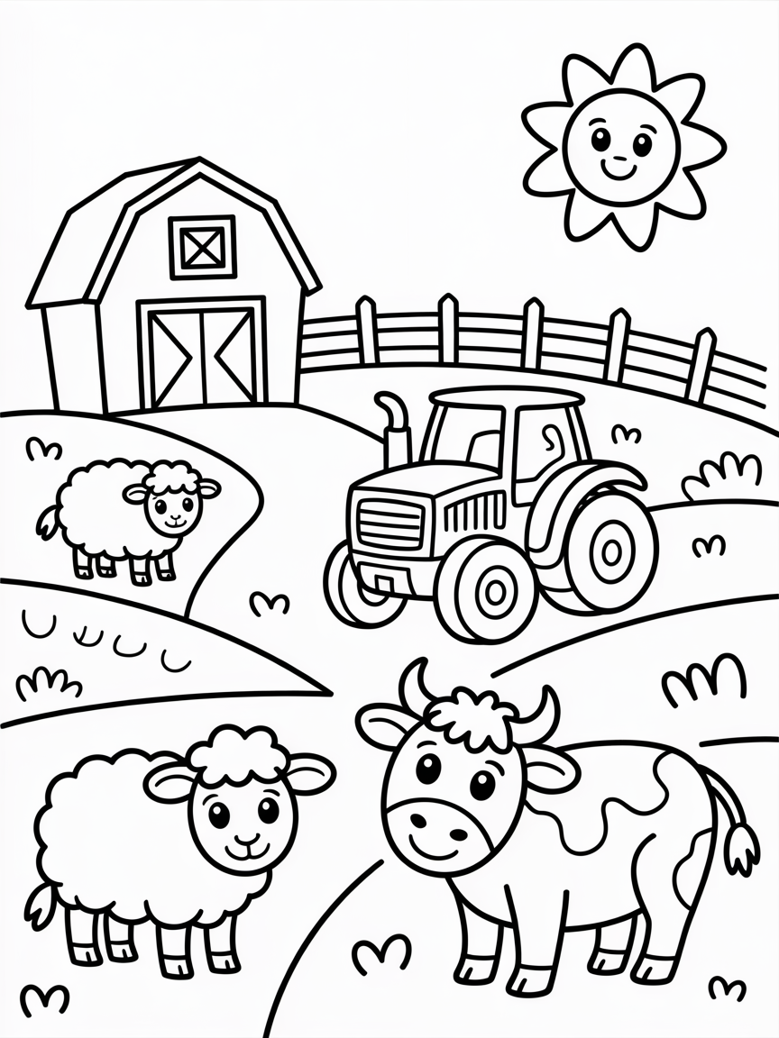 Farm - Free Coloring Page